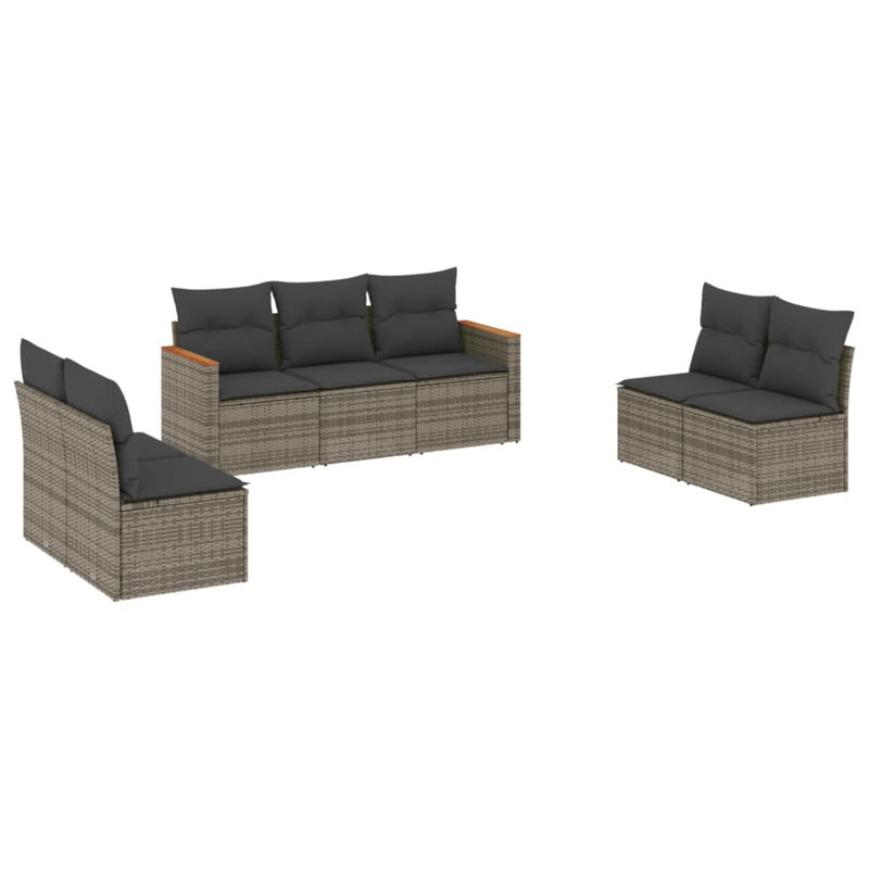 Ensemble de canapé de jardin Vidaxl en rotin PE gris, acier thermolaqué 7 pièces