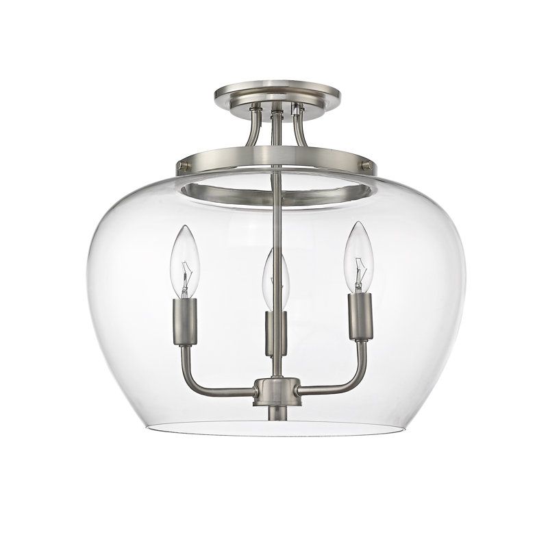 Jocelyn Glass Semi Flush Mount, Brushed Nickel