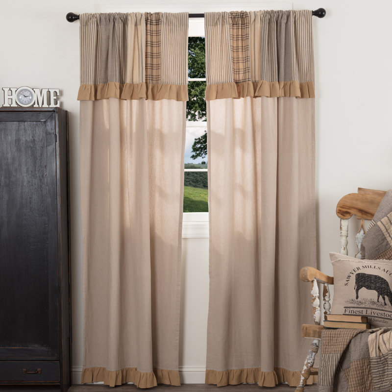 Sawyer Mill Room Darkening Pair, 40"W x 84"L, Khaki/Charcoal Gray/Dark Crème