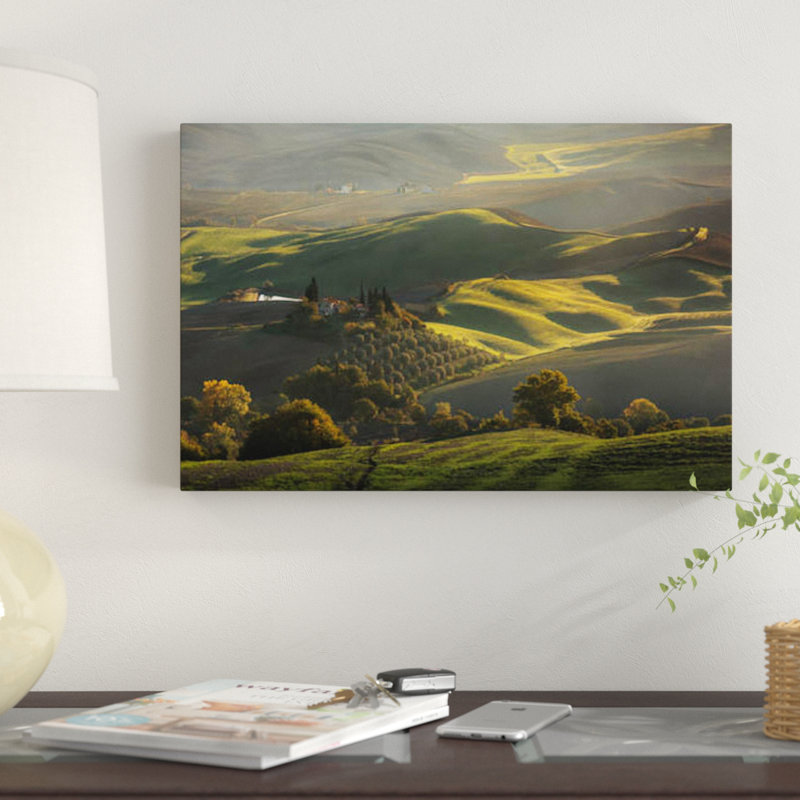 «Autumn in Tuscany III», impression sur toile, H 18 po x l 26 po x P 1,5 po, Toile avec cadre noir, Blanc