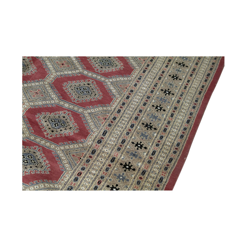 Hand-Knotted High-Quality Red and Gray Area Rug