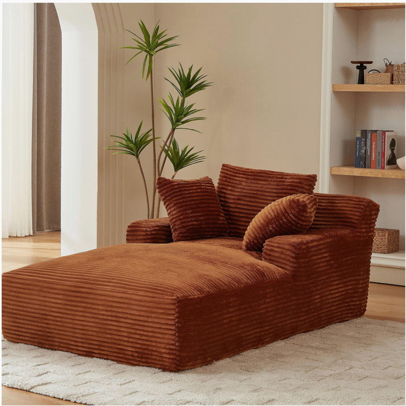 Très grande chaise longue d'intérieur, canapé rembourré en velours côtelé moderne, aucun assemblage requis, canapé-lit confortable pour le salon, le bureau