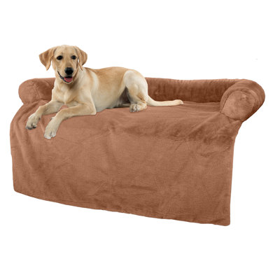 PETMAKER 45in Plush Dog Bed for Couch with  Anti-Slip Fabric Bottom – Washable Pet Bed for Large Pets, Beige