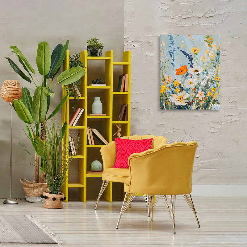 Toile aux tons chauds de fleurs, design par Franklyn Gregory, H 30 po x l 24 po