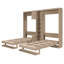 Lit simple escamotable double avec armoires et tablettes, unité de rangement compacte, gris-368547665