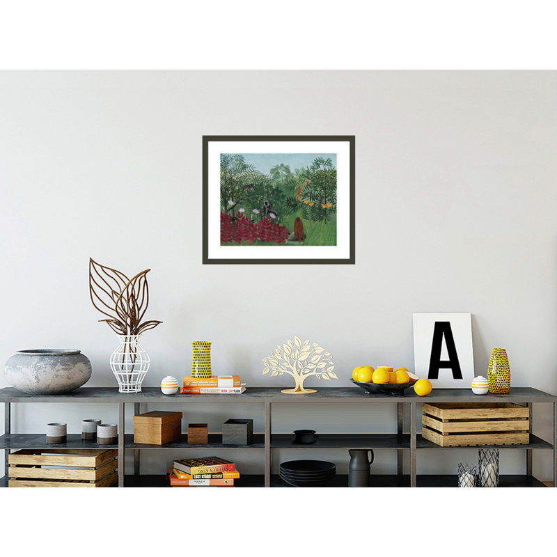 «Tropical Forest with Monkeys» par Henri Rousseau, impression giclée sur cadre, H 23,5 po x l 27,89 po