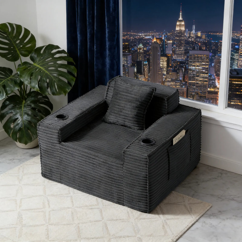 Canapé simple luxueux à support comprimé, Gris foncé