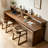 Modern Solid Wood Rectangular Desk with Shelf-403766735