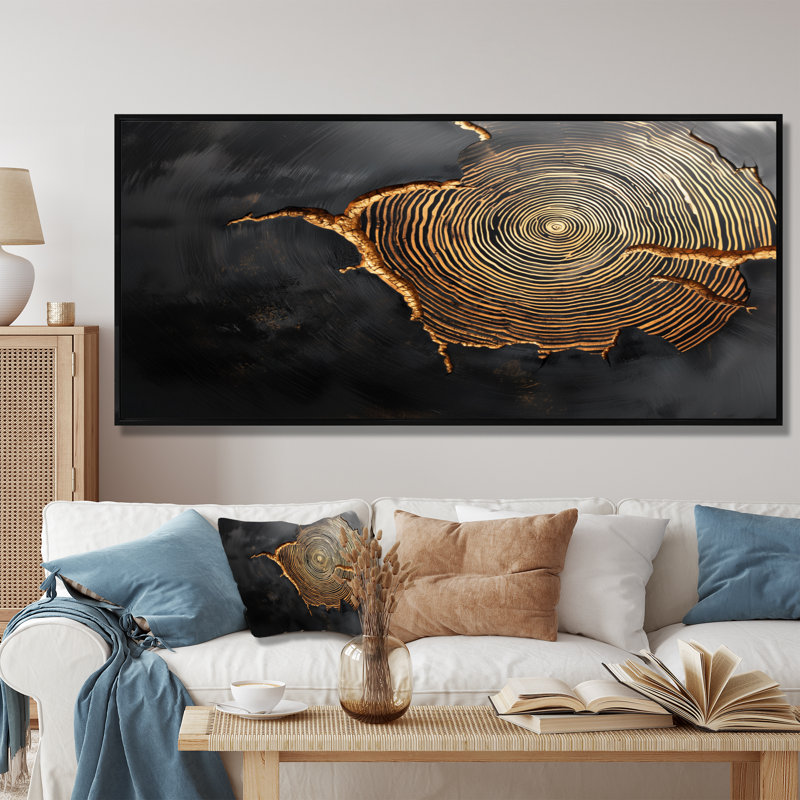 Amoroso - Landscapes Large Wall Decor, H 28 po x l 60 po, Cadre flottant, Noir, noir, noir, noir