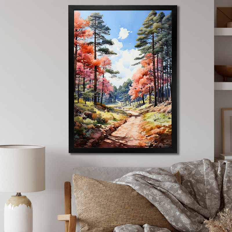 «Green Pine Tree Dancing Shadows» sur toile, Cadre photo noir, H 20 po x l 12 po x P 1 po
