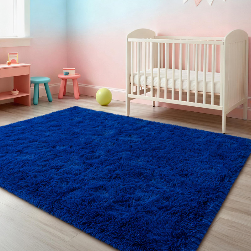 Super Soft BrightBlue Rug 4x6 ft, Oversized Living Room Rug, Thick Pile Rug, Fluffy Tufted Room Rug For Room Bedroom Large Cozy Fuzzy Rug Room Home Decor Aesthetic Soft Non Slip Rug Decor Aesthetic, Christmas Decor, Halloween Decor