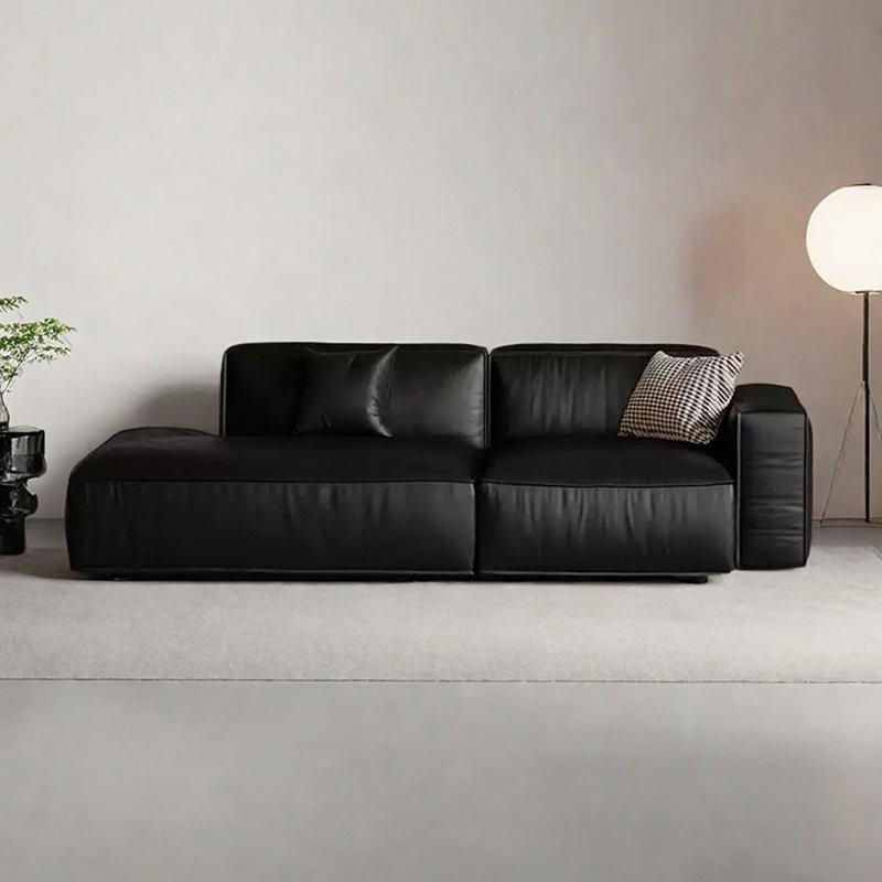 Chaise longue en similicuir Simple Living Room, Orienté à droite, Noir, noir, noir, noir