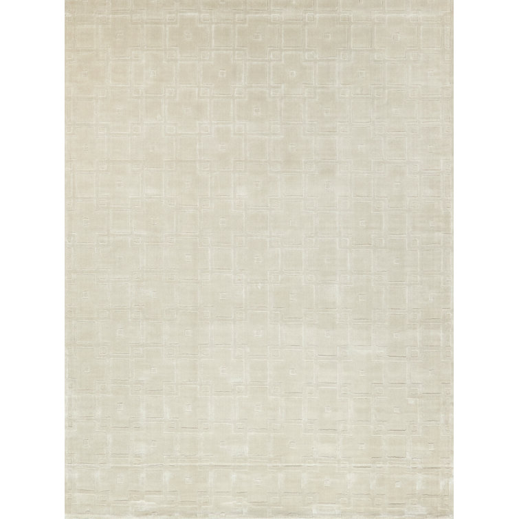 Camora Modern Handmade Silky Nylon Beige Area Rug