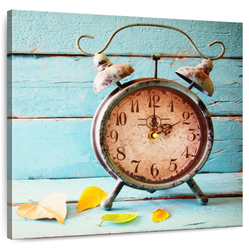Rustic Old Alarm Clock, 24" H x 24" W