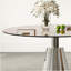 Table de salle à manger compacte de 35 po, plateau en verre noir moderne Mid-Century et base évasée argentée pour la cuisine, le salon et le thé
