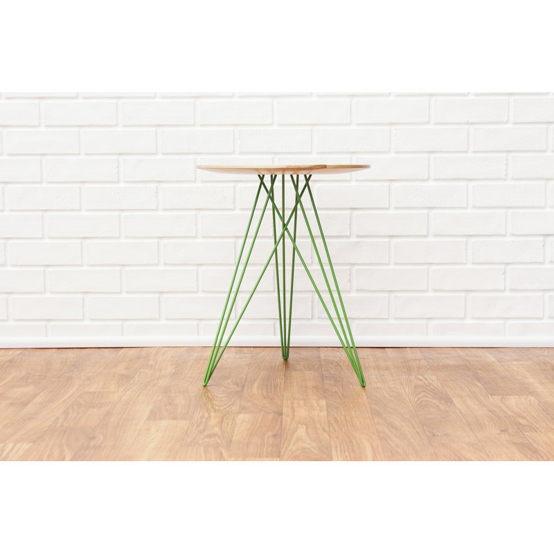 Hudson Solid Wood Top End Table, Green, Maple