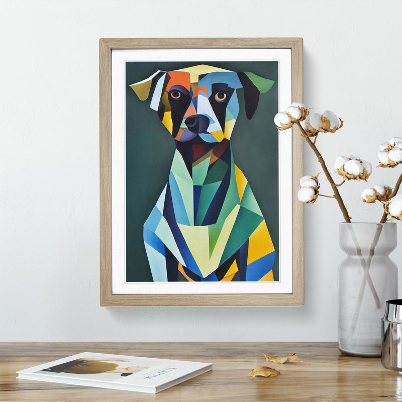 Dog - Framed Print, 64cm H x 46cm W x 2cm D, Oak