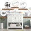Meuble-lavabo 36 po avec lavabo supérieur, armoire de rangement moderne avec 2 portes à fermeture douce et 6 tiroirs, meuble-lavabo simple-2062498183