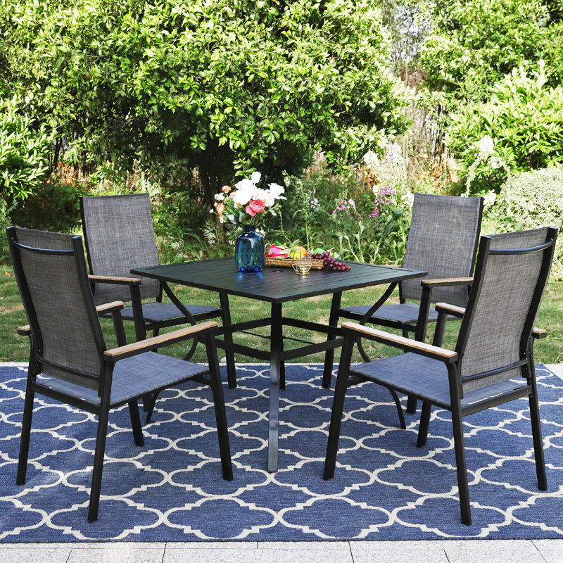 Janie 2 - Person Patio Dining Set with Square Table, Black