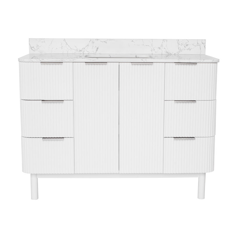 Meuble-lavabo 48 po Belwood, Nickel brossé, Marbre d'ingénierie