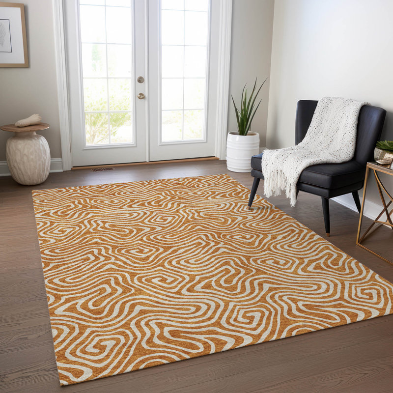 Tapis lavable intérieur / extérieur Raya Paprika , 10 pi x 14 pi