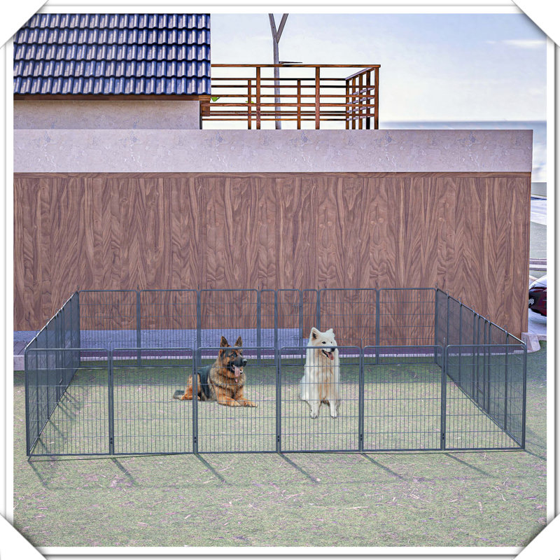 Clôture de parc pliable pour chien avec 24 panneaux verrouillables