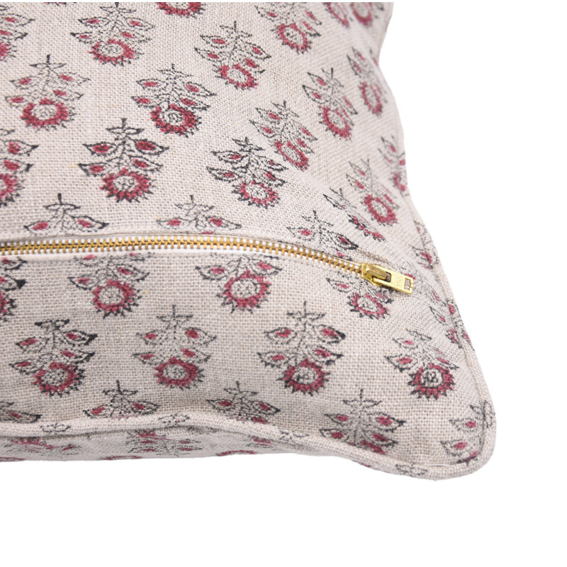 Housse de coussin Fabritine Bohemian Linen Block Print Amritvela, 22 po x 22 po