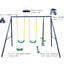 Metal Swing With Glider For Young , Heavy Duty A - Frame Structure, Quick And Easy Installation, Safe Comfortable U Shaped Seats, Weather Proof Design, Bench Type 4 Swings, Blue , 70.46 In Height