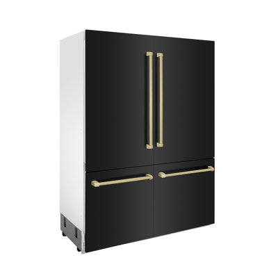 ZLINE Autograph Edition 60 in. 32.2 cu. ft. French Door Built-In Bottom Freezer Refrigerator with Water Dispensers and Ice Makers in Satin Stainless Steel