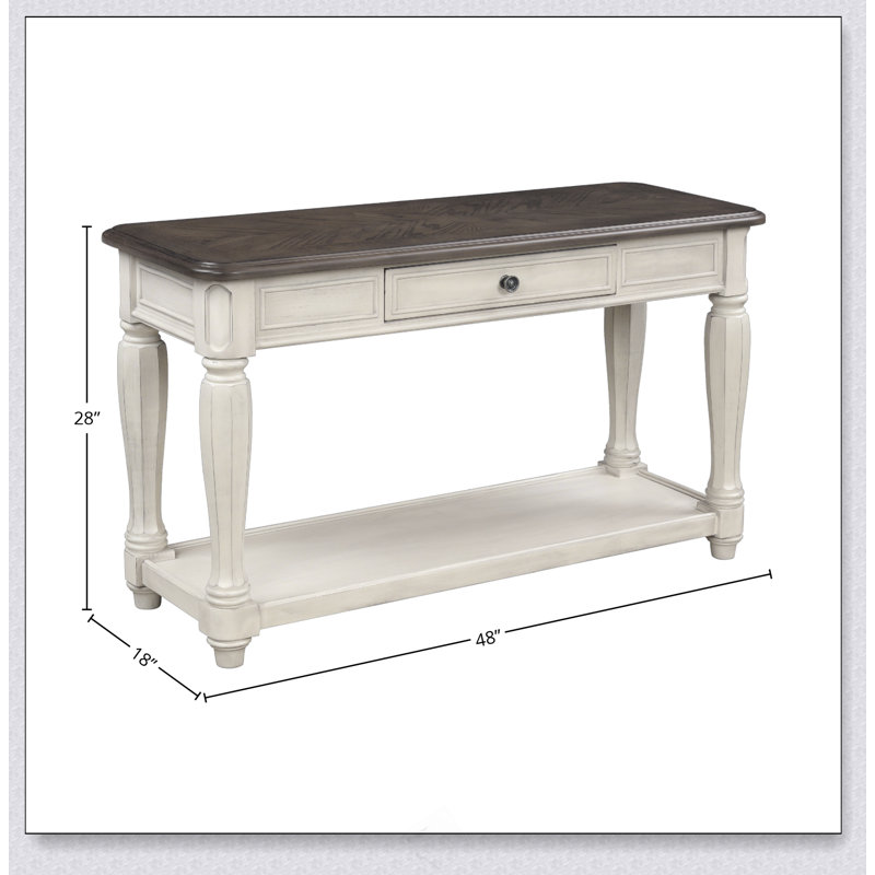 Console antique blanche et brune avec rangement