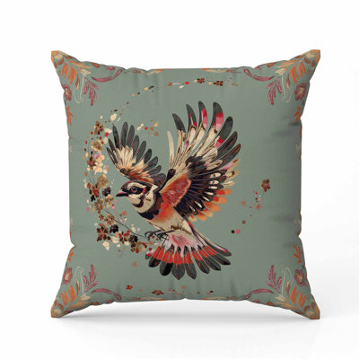 Blaze Bird Faux Suede Pillow