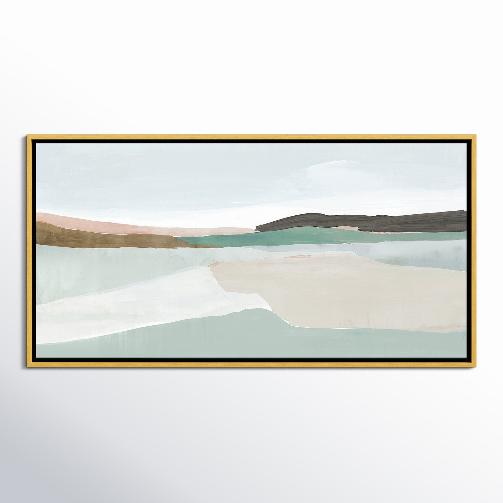 Sole of the Land I Floater Frame Painting, 19.5" H x 37.5" W, Gold