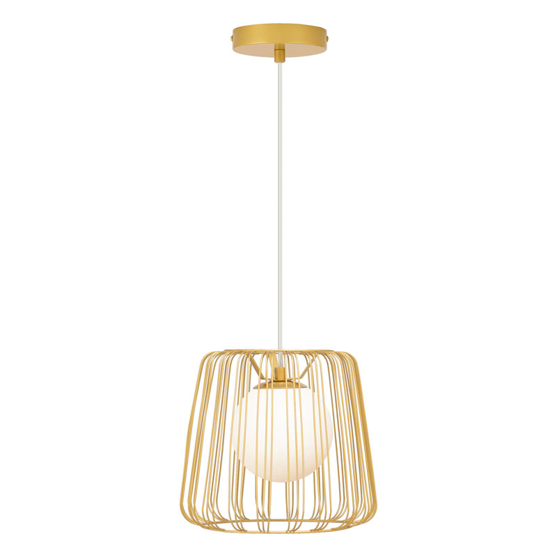 9.875"W Kanku Caged Globe Shade Pendant Light