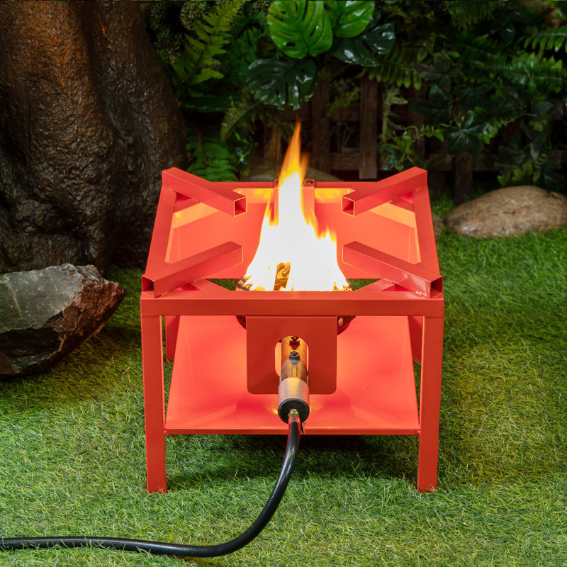 Red Outdoor Propane Gas Burner Cooker Stand with Hose and Regulator