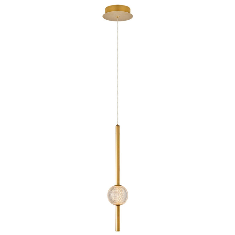 Cassen Elegant Gold Chandelier Light Fixture, Metal Body, 4.7 in Diameter x 47.2 in Height | 1x 5W LED Socket, 3000K Warm Light, 500 Lumens | Perfect for Dining Room, Living Room & Entryway, Stunning Modern Design