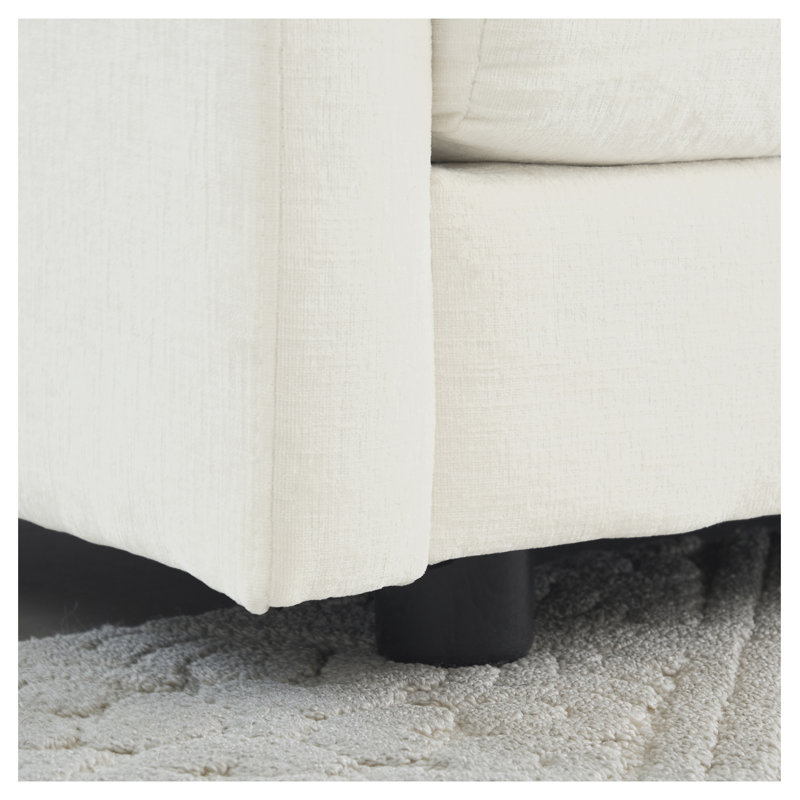  Fauteuil de lecture blanc rembourré à assise simple avec coussin décoratif blanc Chenille Comfy
