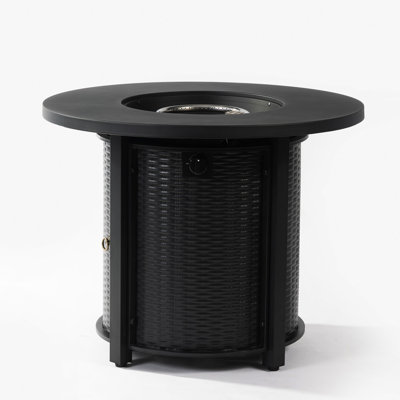 32inch Round Steel Fire Pit Table with Steel Lid and Lava Rocks