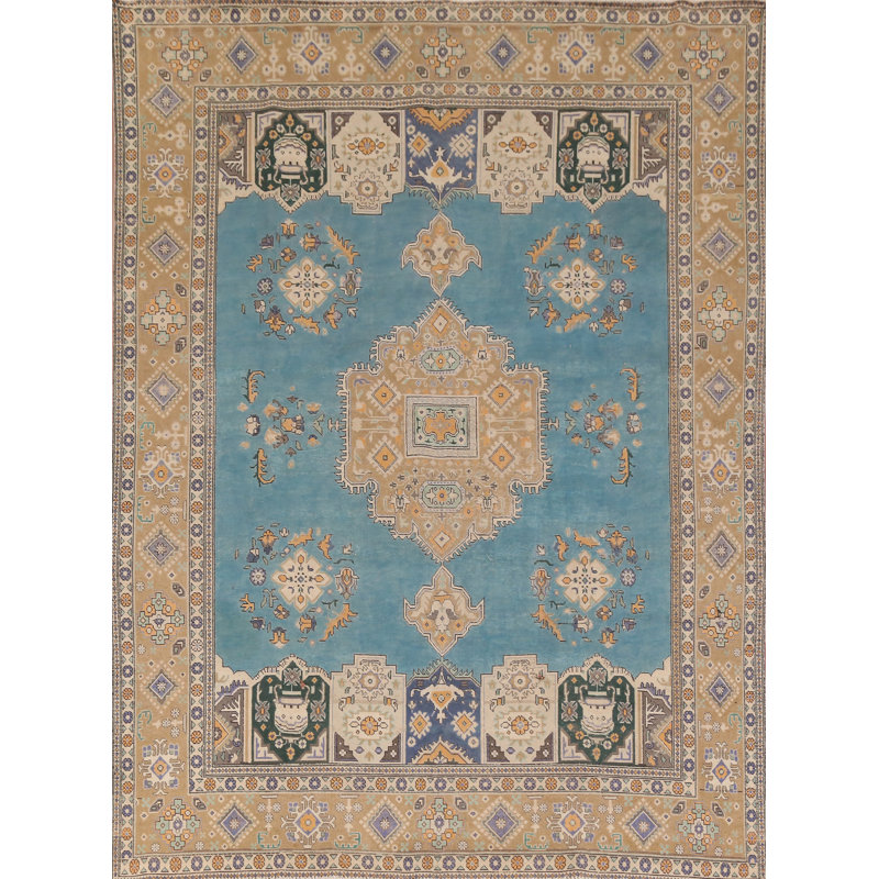 Tapis bleu géométrique 9 x 12 po