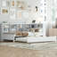 Lit de jour en bois avec couchette simple, lit de jour avec tablette de rangement et ports de charge USB, blanc