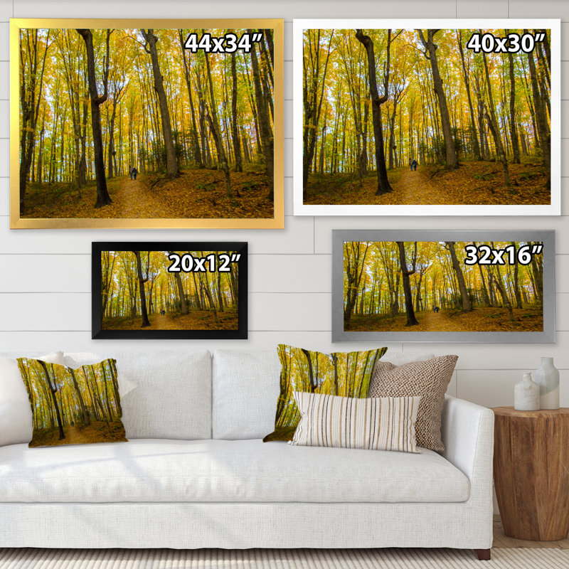 Chemin vers la forêt - décoration murale traditionnelle sur toile, H 24 po x l 36 po x P 1 po, Cadre photo blanc