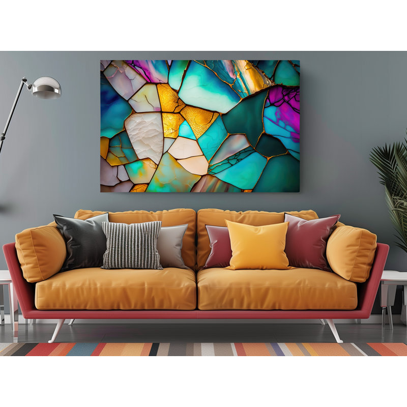 Abstrait coloré luxueux sur toile, H 40 po x l 60 po x P 1 po