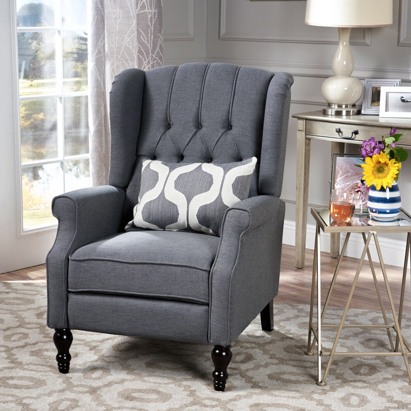 Fauteuil inclinable capitonné en tissu, Gris anthracite