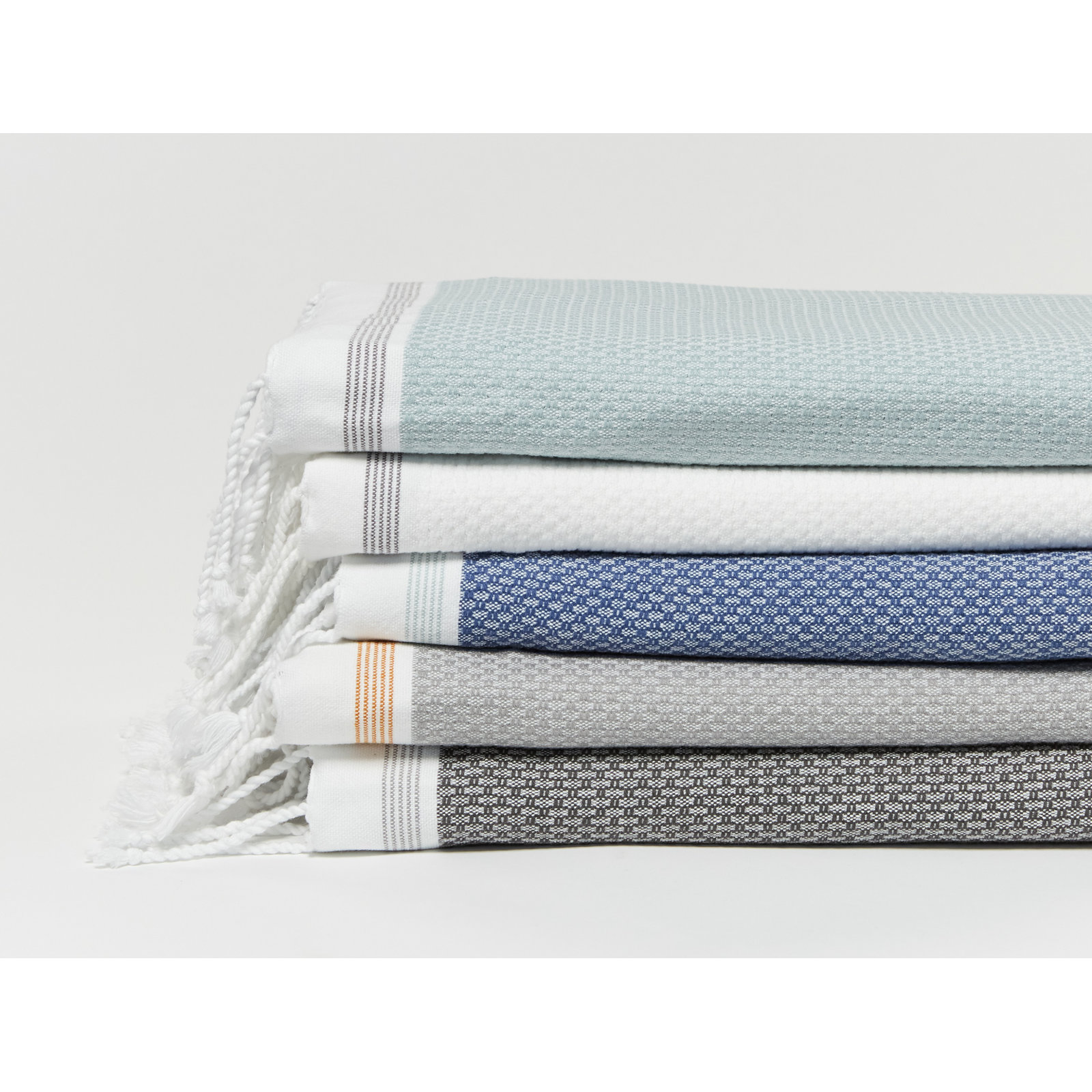Mediterranean Organic Towel Set, Alpine White/Slate, 6 Piece Towel Set