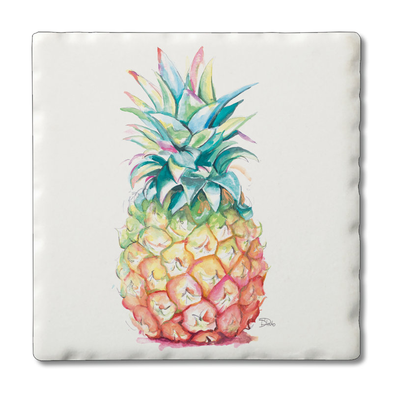Hawaiian Pineapple 4-Pack Tumbled Tile Stone Coasters