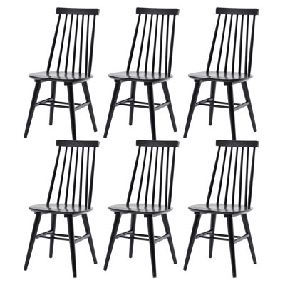 17" Wide Classic Modern Black Solid Wood Dining Chairs