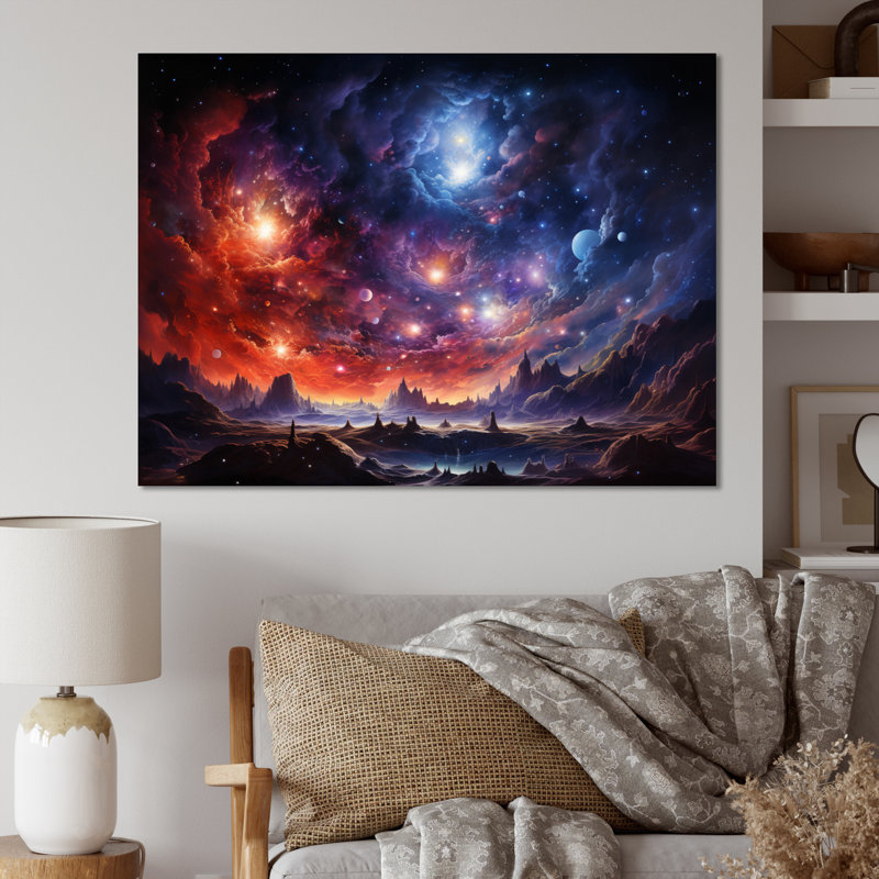 Berlon Galaxy Celestial Fireworks IV - impression, H 16 po x l 32 po x P 1 po, Toile tendue