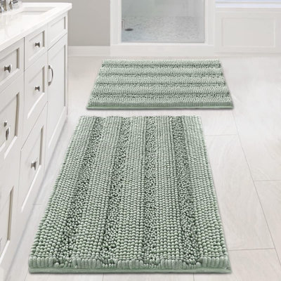 Sage Chenille Bathroom Rug Set
