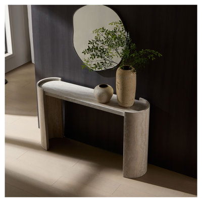 53.15" Faux Marble Console Table, Narrow Entryway Sofa Table with Raised Edge, Modern MDF Hallway Accent Furniture