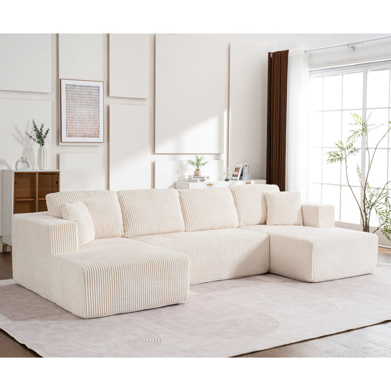 Canapé modulaire Eastwick en tissu velours côtelé et éponge haute densité Eastwick, Blanc