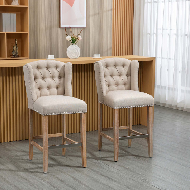 Ensemble de 2 tabourets de bar à hauteur de comptoir de 27 po, Beige